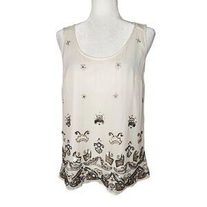 NEW! FRENCH CONNECTION Elsa Sparkle Strappy Top Size Medium Ivory Sequin Crepe
